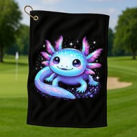 Cute Axolotl Galaxy Rainbow Colorful Axolotl Golf Towel