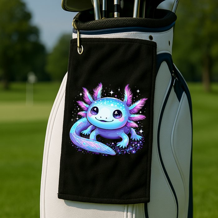 Cute Axolotl Galaxy Rainbow Colorful Axolotl Golf Towel