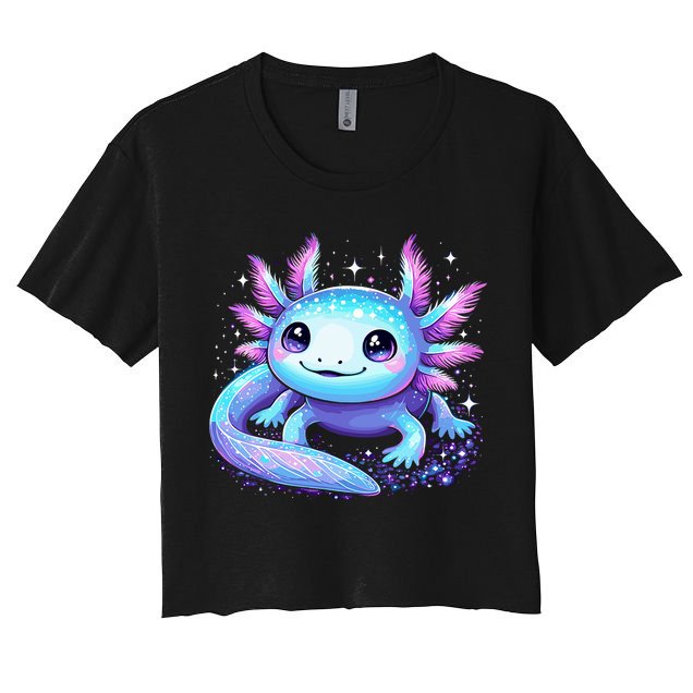 Cute Axolotl Galaxy Rainbow Colorful Axolotl Crop Top