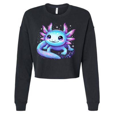 Cute Axolotl Galaxy Rainbow Colorful Axolotl Cropped Pullover Crew