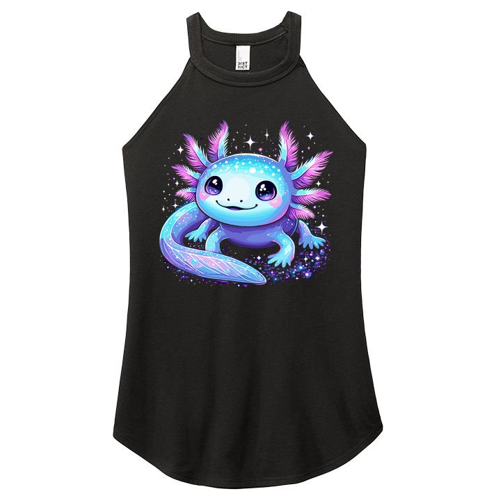 Cute Axolotl Galaxy Rainbow Colorful Axolotl Women's Perfect Tri Rocker Tank