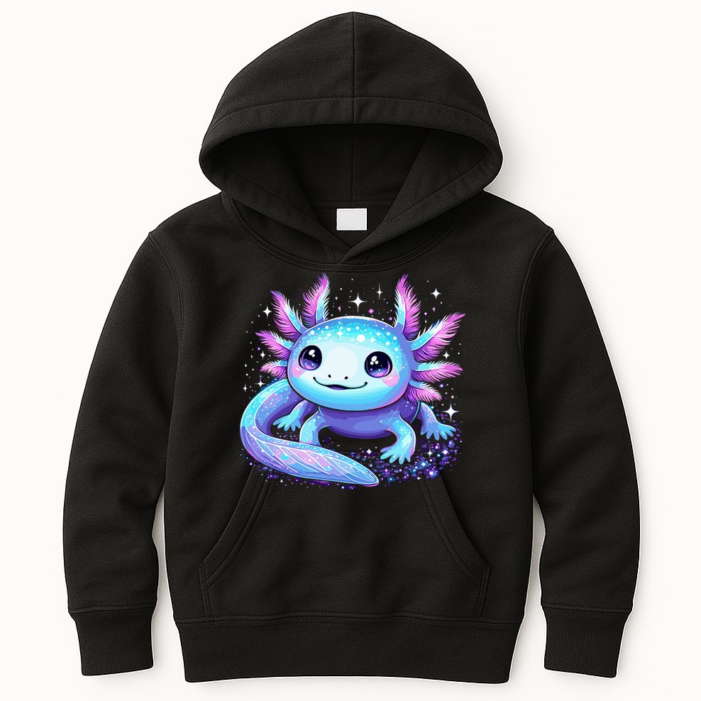 Cute Axolotl Galaxy Rainbow Colorful Axolotl Kids Hoodie