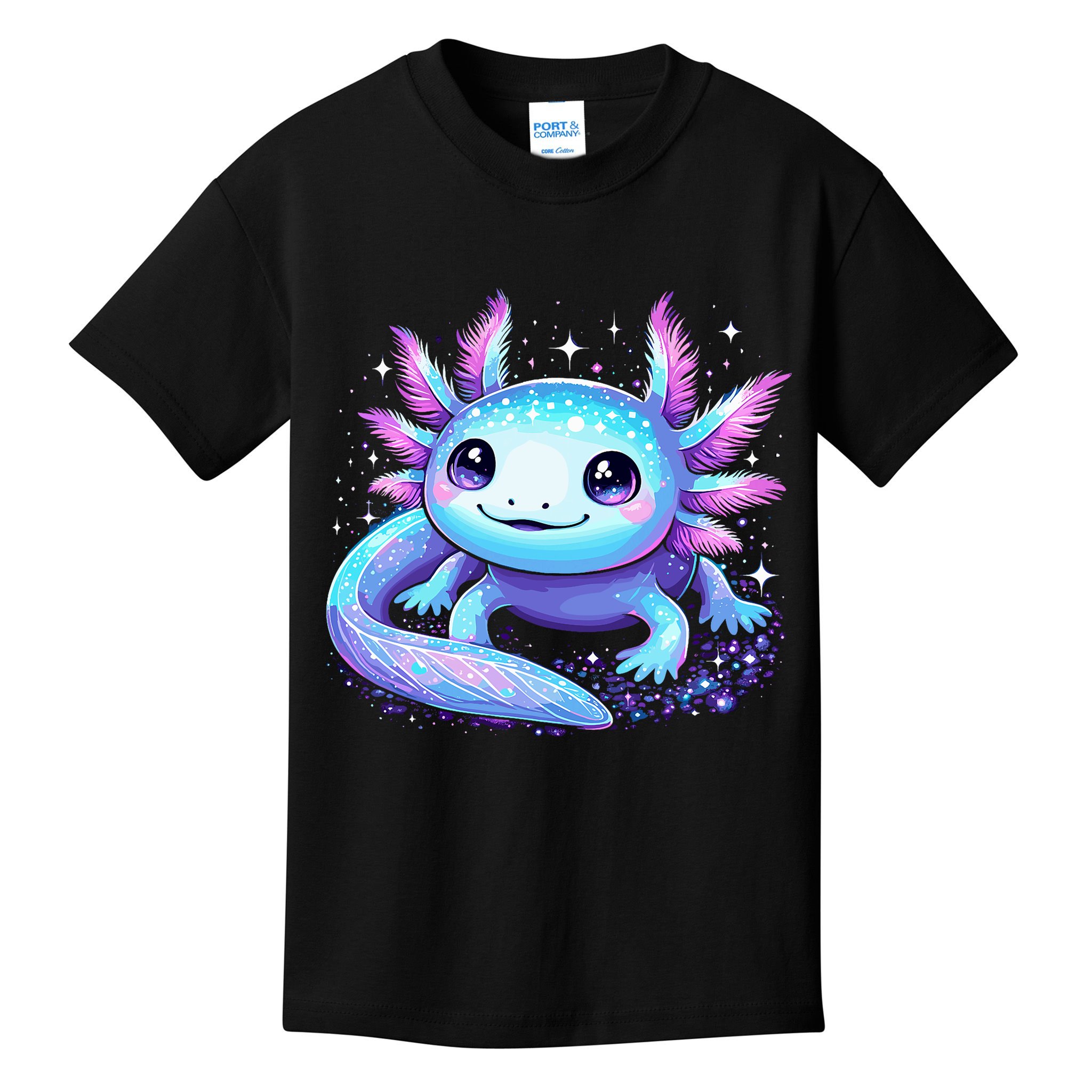 Cute Axolotl Galaxy Rainbow Colorful Axolotl Kids T-Shirt
