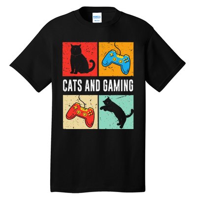 Cats And Gaming For The Cat Lover Gamer Video Game Player Tall T-Shirt