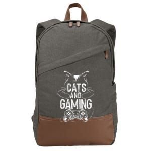 Cats And Gaming Funny For Gamer, Cat Lover, Cat Mom, Cat Dad Cotton Canvas Backpack