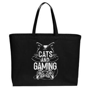 Cats And Gaming Funny For Gamer, Cat Lover, Cat Mom, Cat Dad Cotton Canvas Jumbo Tote