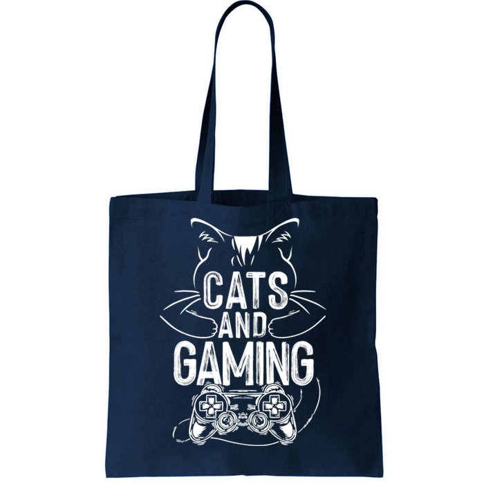 Cats And Gaming Funny For Gamer, Cat Lover, Cat Mom, Cat Dad Tote Bag