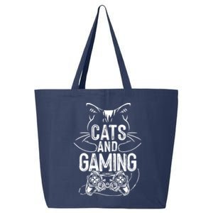 Cats And Gaming Funny For Gamer, Cat Lover, Cat Mom, Cat Dad 25L Jumbo Tote