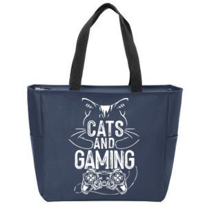 Cats And Gaming Funny For Gamer, Cat Lover, Cat Mom, Cat Dad Zip Tote Bag