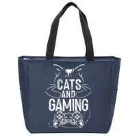 Cats And Gaming Funny For Gamer, Cat Lover, Cat Mom, Cat Dad Zip Tote Bag