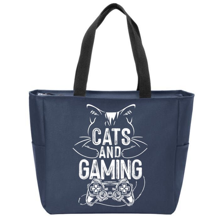 Cats And Gaming Funny For Gamer, Cat Lover, Cat Mom, Cat Dad Zip Tote Bag