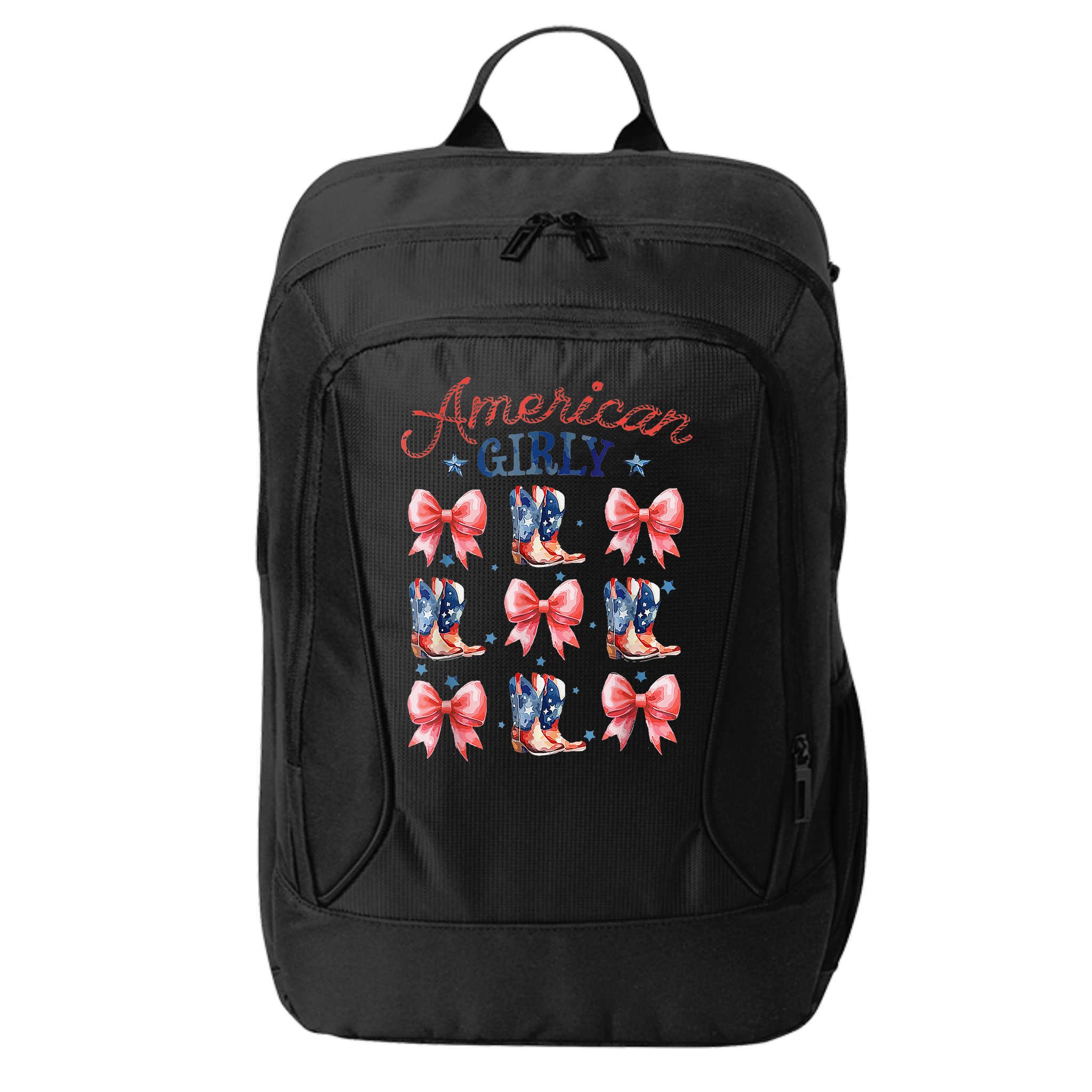 Coquette American Girly 4th Of July Western Cowgirl Boot City Backpack