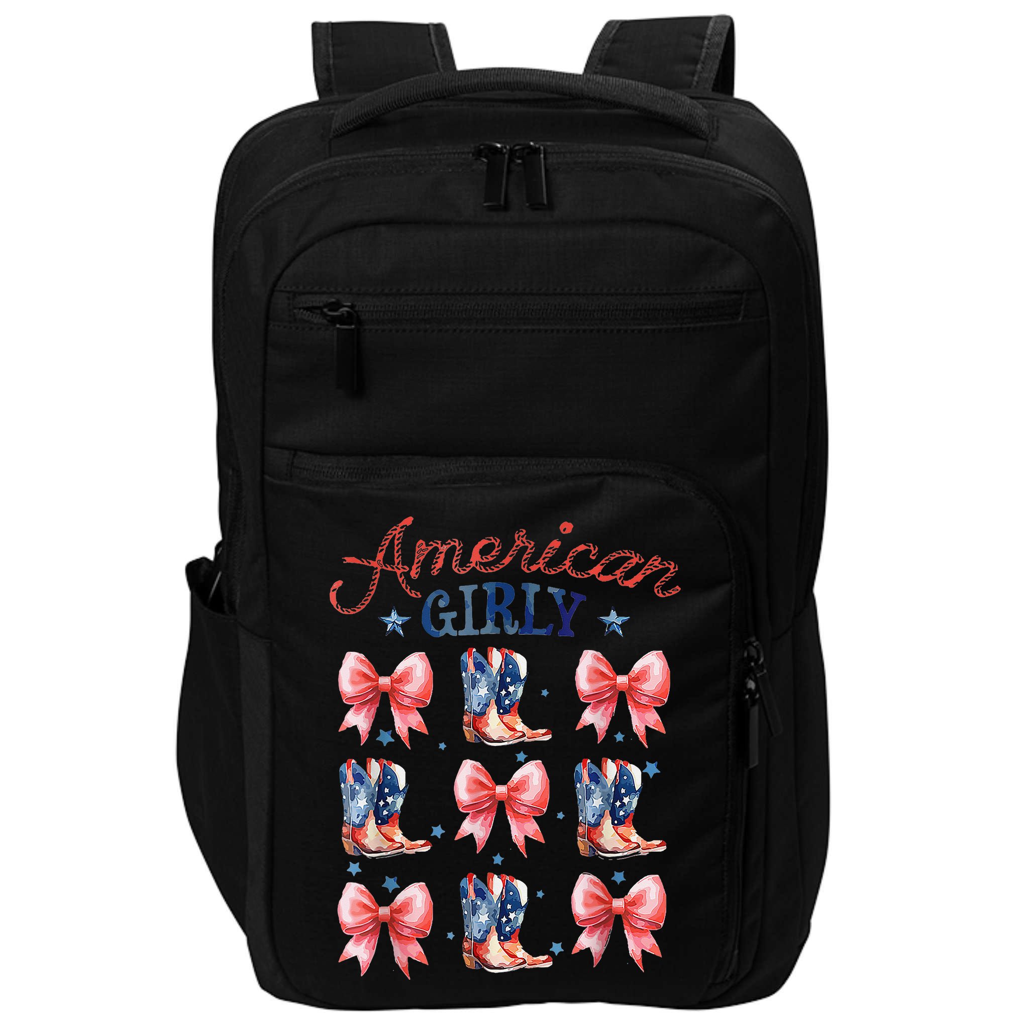 Coquette American Girly 4th Of July Western Cowgirl Boot Impact Tech Backpack