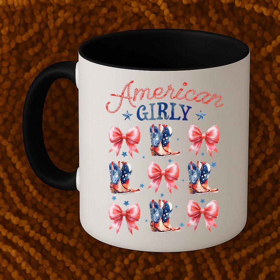 Coquette American Girly 4th Of July Western Cowgirl Boot Mug