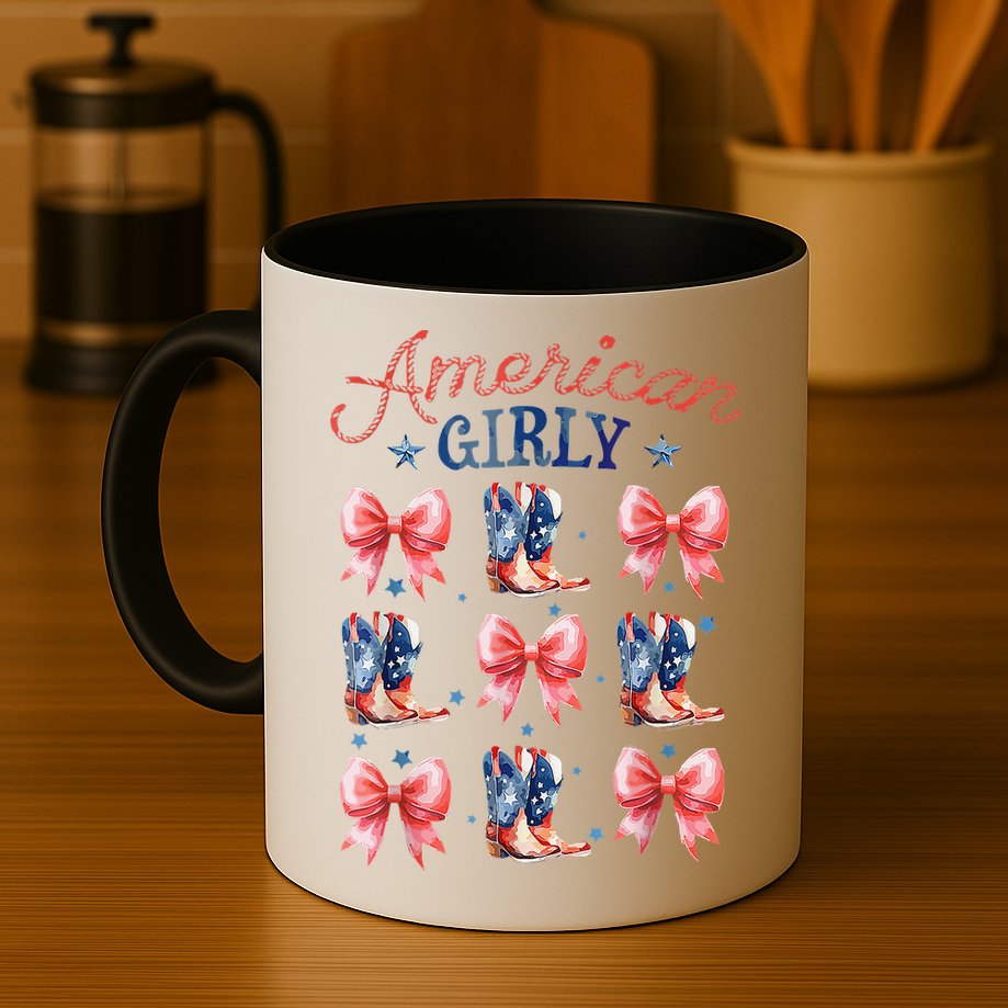 Coquette American Girly 4th Of July Western Cowgirl Boot Mug