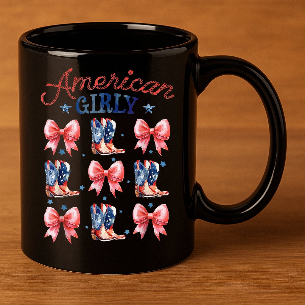 Coquette American Girly 4th Of July Western Cowgirl Boot 11oz C Handle Ceramic Mug