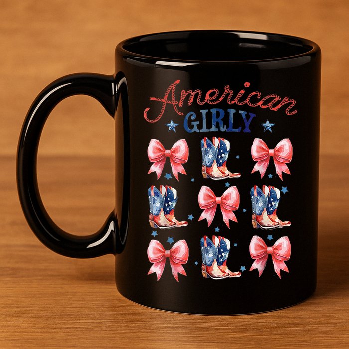 Coquette American Girly 4th Of July Western Cowgirl Boot 11oz C Handle Ceramic Mug