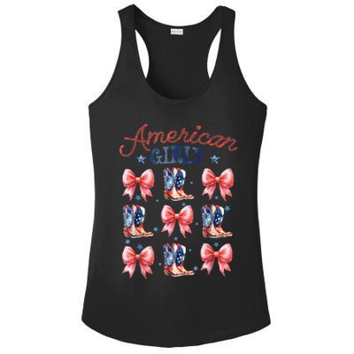 Coquette American Girly 4th Of July Western Cowgirl Boot Ladies PosiCharge Competitor Racerback Tank