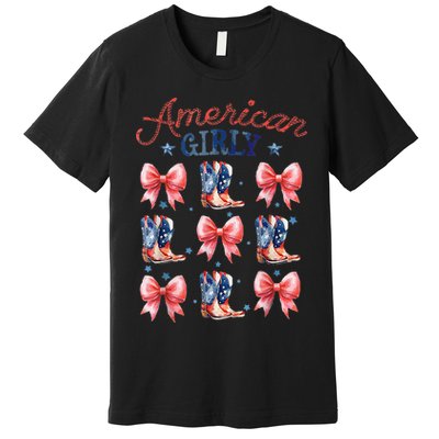 Coquette American Girly 4th Of July Western Cowgirl Boot Premium T-Shirt