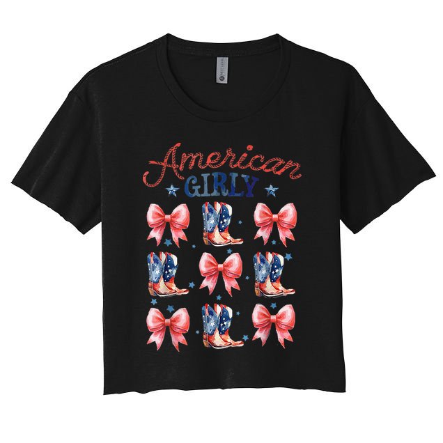 Coquette American Girly 4th Of July Western Cowgirl Boot Crop Top