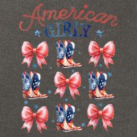 Coquette American Girly 4th Of July Western Cowgirl Boot Cotton Canvas Backpack