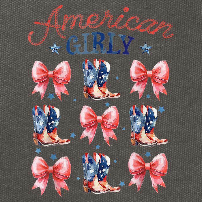 Coquette American Girly 4th Of July Western Cowgirl Boot Cotton Canvas Backpack