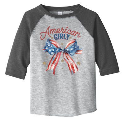 Cool American Girly Vintage Usa Flag Bowtie Toddler Fine Jersey T-Shirt