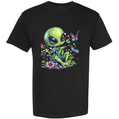 Cute Alien Girl With Flowers I Alien Garment-Dyed Heavyweight T-Shirt