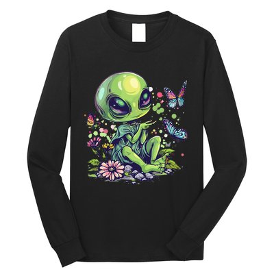 Cute Alien Girl With Flowers I Alien Long Sleeve Shirt