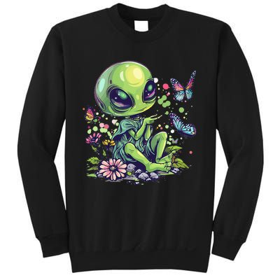 Cute Alien Girl With Flowers I Alien Sweatshirt