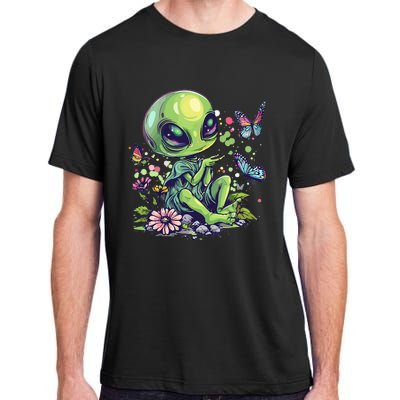 Cute Alien Girl With Flowers I Alien Adult ChromaSoft Performance T-Shirt