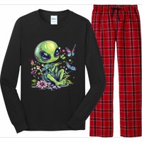 Cute Alien Girl With Flowers I Alien Long Sleeve Pajama Set