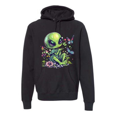 Cute Alien Girl With Flowers I Alien Premium Hoodie