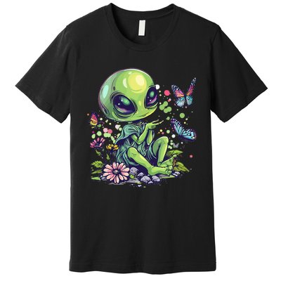 Cute Alien Girl With Flowers I Alien Premium T-Shirt