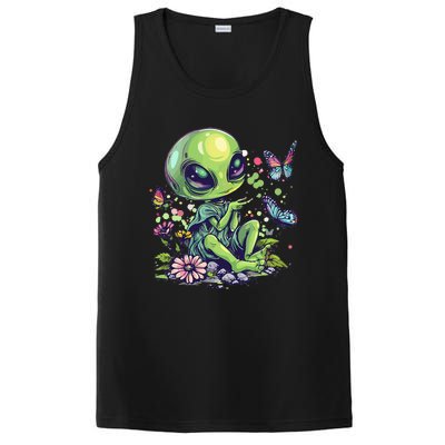 Cute Alien Girl With Flowers I Alien PosiCharge Competitor Tank