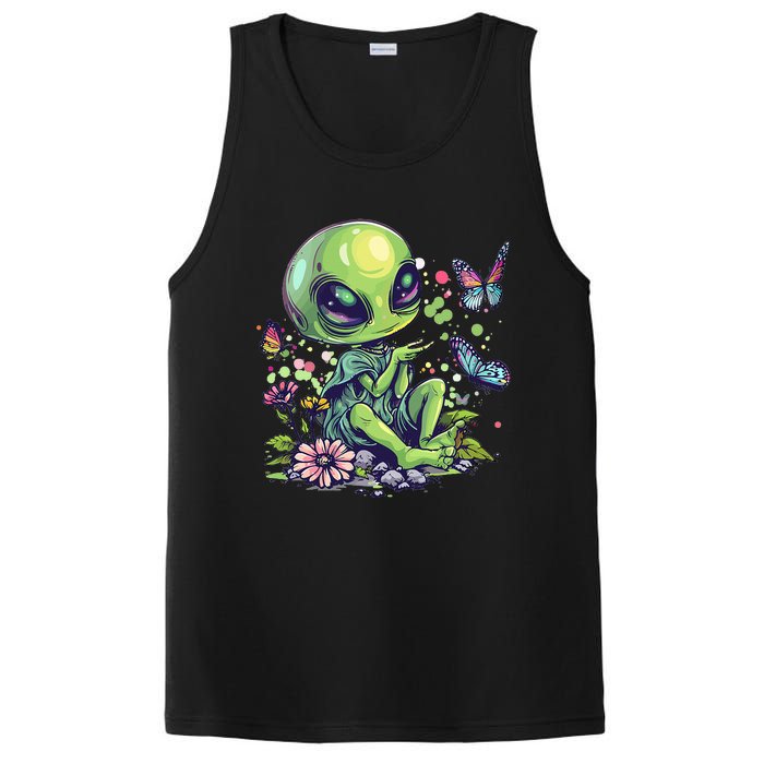 Cute Alien Girl With Flowers I Alien PosiCharge Competitor Tank