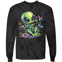 Cute Alien Girl With Flowers I Alien Tie-Dye Long Sleeve Shirt