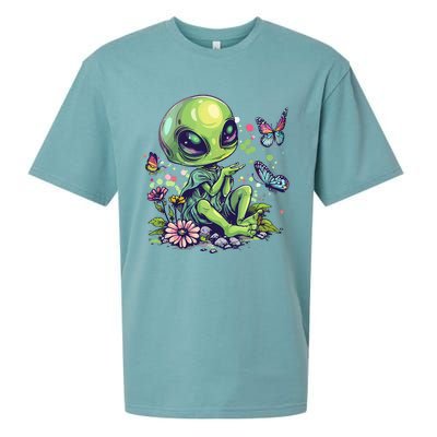 Cute Alien Girl With Flowers I Alien Sueded Cloud Jersey T-Shirt