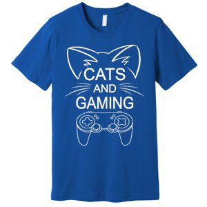 Cats And Gaming Funny Cat Lover Gaming Gift Gamer  Premium T-Shirt