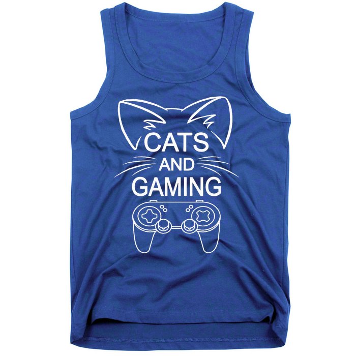 Cats And Gaming Funny Cat Lover Gaming Gift Gamer  Tank Top