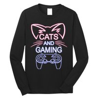 Cats And Gaming Funny Cat Lover Gaming Gift Gamer Long Sleeve Shirt