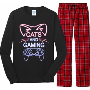 Cats And Gaming Funny Cat Lover Gaming Gift Gamer Long Sleeve Pajama Set