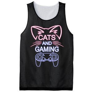 Cats And Gaming Funny Cat Lover Gaming Gift Gamer Mesh Reversible Basketball Jersey Tank