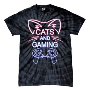 Cats And Gaming Funny Cat Lover Gaming Gift Gamer Tie-Dye T-Shirt