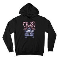 Cats And Gaming Funny Cat Lover Gaming Gift Gamer Tall Hoodie