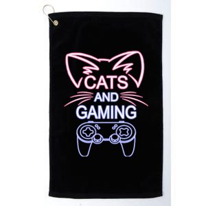 Cats And Gaming Funny Cat Lover Gaming Gift Gamer Platinum Collection Golf Towel