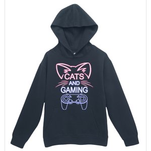 Cats And Gaming Funny Cat Lover Gaming Gift Gamer Urban Pullover Hoodie