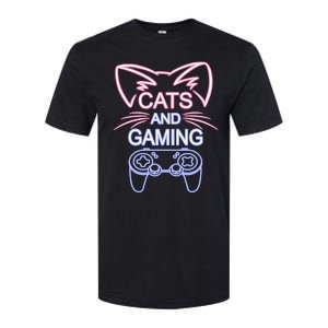 Cats And Gaming Funny Cat Lover Gaming Gift Gamer Softstyle CVC T-Shirt