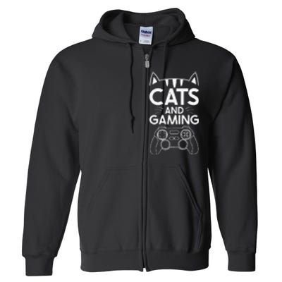 Cats And Gaming Funny Cat Lover Gaming Gift Gamer Full Zip Hoodie