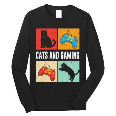 Cats And Gaming For The Cat Lover Gamer Video Game Player Long Sleeve Shirt